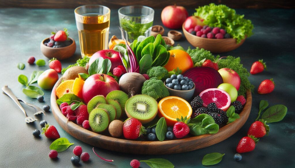 Colorful fruits and vegetables for natural detox.