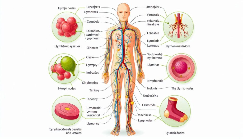 Diagram of the lymphatic system, a key player in the body's natural detoxification process.