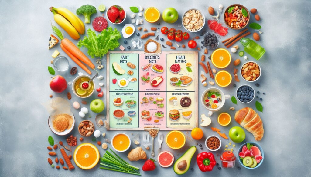 Comparison chart of fad diets vs. healthy eating habits