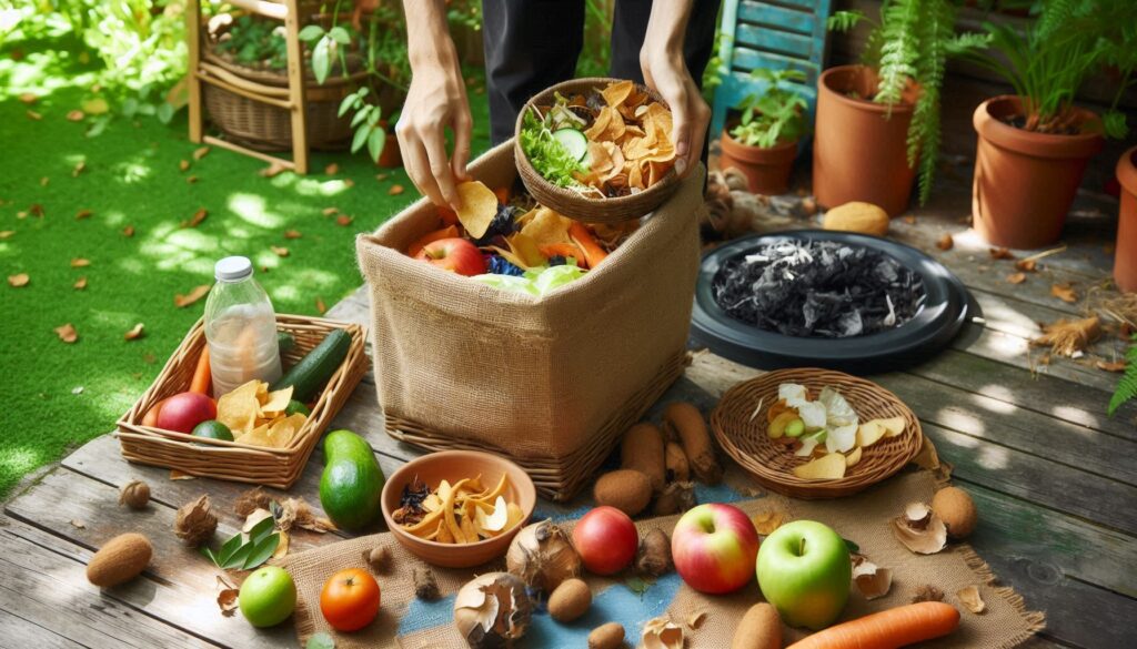 Composting food scraps, an example of sustainable food choices to reduce waste