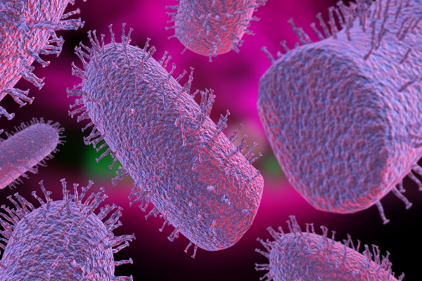 Illustration of the rabies virus under a microscope