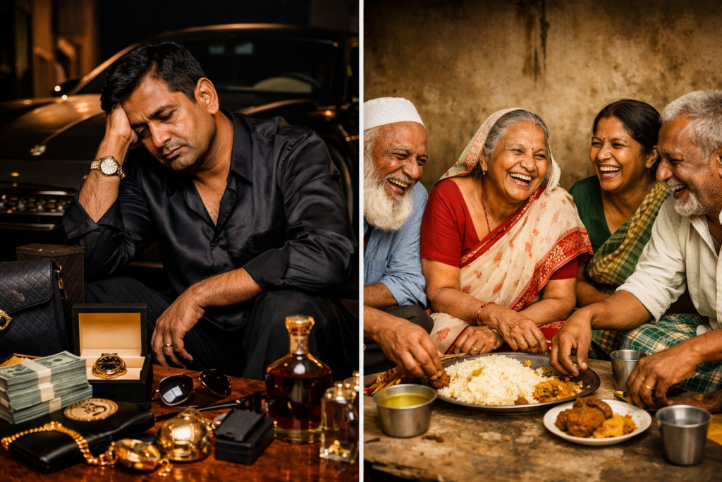 টাকা বনাম সুখের বৈজ্ঞানিক সত্য—সম্পদ ও একাকীত্ব বনাম সাধারণ জীবনে সম্পর্কের আনন্দ।